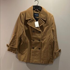 Lands' End Camel Double-Breasted Jacket
